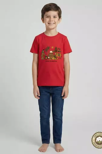 Red pongal festive printed premium cotton half sleeve tshirt