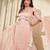 Light Peach Georgette Chikan And Beads  Lehenga Set