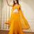 Yellow Mustard Crepe Fish Cut Skirt Cape Set  With Gota Patti Embroidery