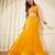 Yellow Mustard Crepe Fish Cut Skirt Cape Set  With Gota Patti Embroidery