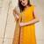 Yellow Mustard Crepe Fish Cut Skirt Cape Set  With Gota Patti Embroidery