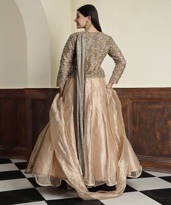 tissue antique  lehenga set with blouse and dupatta 2