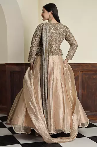 tissue antique  lehenga set with blouse and dupatta