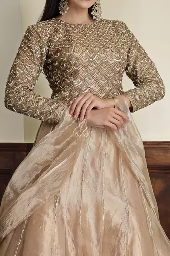 tissue antique  lehenga set with blouse and dupatta
