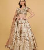 Mocha Brown Sequin Cutdana Bead Organza Lehenga Set