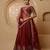 Dark Maroon Viscose Silk Hand Embroidered Lehenga Set