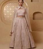 Baby Pink Net Lehenga Set With Sequins And Beadwork
