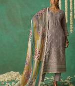 Beige organza embroidered wedding wear suit