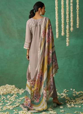 Beige organza embroidered wedding wear suit 3