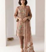 Light brown georgette embroidered salwar suit