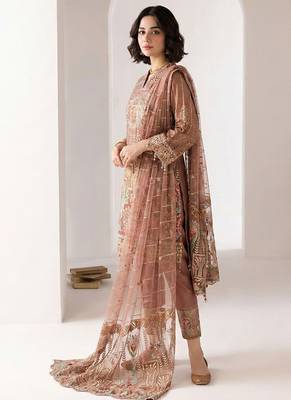 Light brown georgette embroidered salwar suit 3