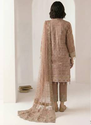 Light brown georgette embroidered salwar suit 4