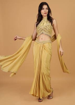 beige sequins crepe fish cut lehenga set 1