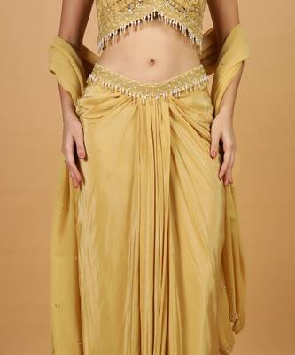 beige sequins crepe fish cut lehenga set 3