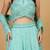 Sea Green Georggette Sequins Pearl Crystal  Lehenga Set