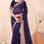 Navy blue kashmiri resham embroidered work georgette saree sari