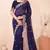 Navy blue kashmiri resham embroidered work georgette saree sari