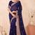 Navy blue kashmiri resham embroidered work georgette saree sari