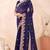 Navy blue kashmiri resham embroidered work georgette saree sari