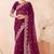 Wine kashmiri resham embroidered work georgette saree sari