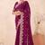 Wine kashmiri resham embroidered work georgette saree sari