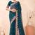 Teal blue kashmiri resham embroidered work georgette saree sari