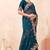 Teal blue kashmiri resham embroidered work georgette saree sari