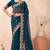 Teal blue kashmiri resham embroidered work georgette saree sari