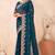 Teal blue kashmiri resham embroidered work georgette saree sari