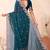 Teal blue kashmiri resham embroidered work georgette saree sari