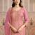 Pink viscose lotus simmer semi stitched suit with jacquard work