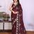 Burgundy saree look rich heavy star georgette silk saree with sequins embroidery work saree and blouse