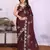 Burgundy saree look rich heavy star georgette silk saree with sequins embroidery work saree and blouse