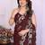 Burgundy saree look rich heavy star georgette silk saree with sequins embroidery work saree and blouse