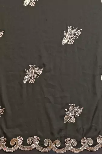Mehendi saree look rich heavy star georgette silk saree with sequins embroidery work saree and blouse