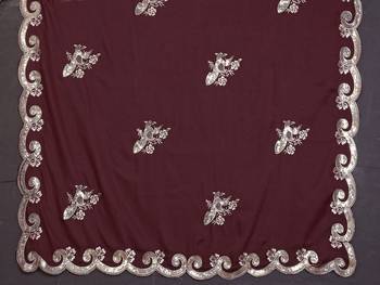 Burgundy saree look rich heavy star georgette silk saree with sequins embroidery work saree and blouse 5