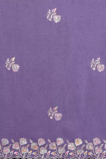 lavender saree look georgette silk blend embroidery work saree and blouse with beautiful  tone
