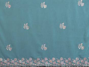 tuequoise saree look georgette silk blend embroidery work saree and blouse with beautiful  tone 5