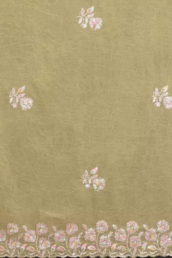 yellow saree look georgette silk blend embroidery work saree and blouse with beautiful  tone