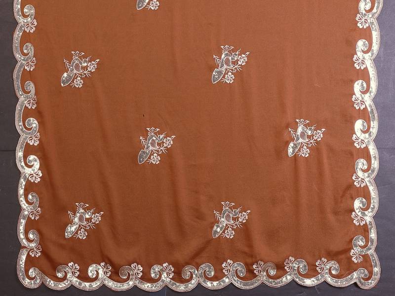 Brown saree look rich heavy star georgette silk saree with sequins embroidery work saree and blouse with beautiful  tone