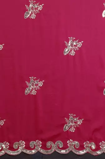 Pink saree look rich heavy star georgette silk saree with sequins embroidery work saree and blouse with beautiful  tone