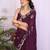 Wine saree look rich heavy star georgette silk saree with sequins embroidery work saree and blouse with beautiful  tone