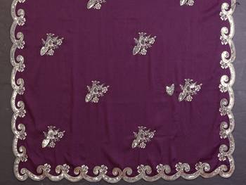 Wine saree look rich heavy star georgette silk saree with sequins embroidery work saree and blouse with beautiful  tone 5