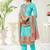 Sky blue cotton digital printed swarwoski work salwar suit