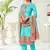 Sky blue cotton digital printed swarwoski work salwar suit