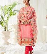 Peach cotton digital printed swarwoski work salwar suit