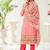 Peach cotton digital printed swarwoski work salwar suit