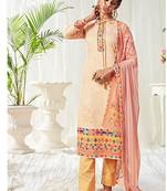 Cream cotton digital printed swarwoski work salwar suit