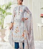 Light blue cotton digital printed swarwoski work salwar suit