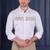 Pier seven men's white designer party wear cotton blend shirt with gold abstract hand embroidery